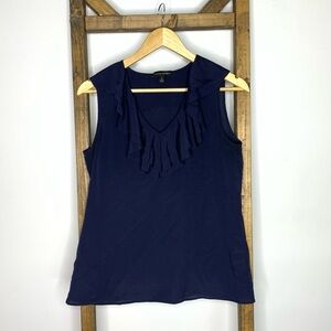 Banana Republic Blue Ruffled Sleeveless Tank Top